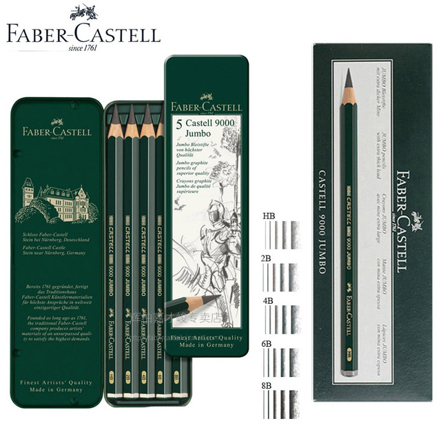 Faber-Castell Castell 9000 Series Graphite Pencil Jumbo Set of 5